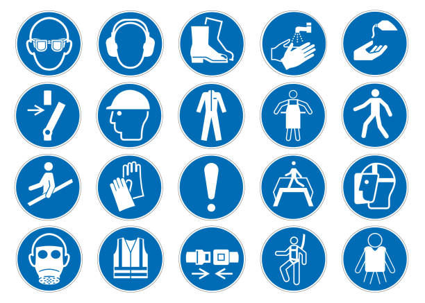 Mandatory sign DIN 7010 vector collection isolated on white background eps 10